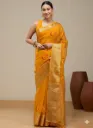 Vervee Couture Mustard Yellow Silk Cotton Saree | Arvi