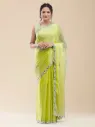 Vervee Couture Soft Olive Green Organza Saree | Neerja