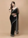Vervee Couture Jet Black Net Saree | Nisa