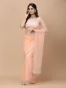 Vervee Couture Soft Peach Apricot Net Saree | Nisa