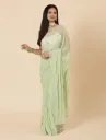 Vervee Couture Light Green Georgette Saree | Evara