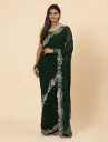 Vervee Couture Dark Green Georgette Saree | Kai