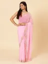 Vervee Couture Soft Rose Pink Georgette Saree | Kai
