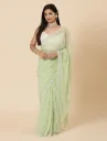 Vervee Couture Pastel Green Georgette Saree | Inara