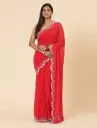 Vervee Couture Light Red Georgette Saree | Khaza