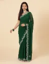 Vervee Couture Rich Dark Green Georgette Saree | Khaza
