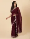 Vervee Couture Royal Purple Georgette Saree | Khaza
