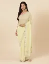 Vervee Couture Soft Pastel Yellow Georgette Saree | Khaza