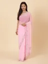 Vervee Couture Soft Rose Pink Georgette Saree | Khaza
