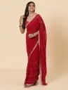 Vervee Couture Barn Red Georgette Saree | Aira