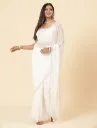 Vervee Couture White Georgette Saree | Aira