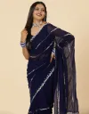 Vervee Couture Navy Blue Georgette Saree | Sansa
